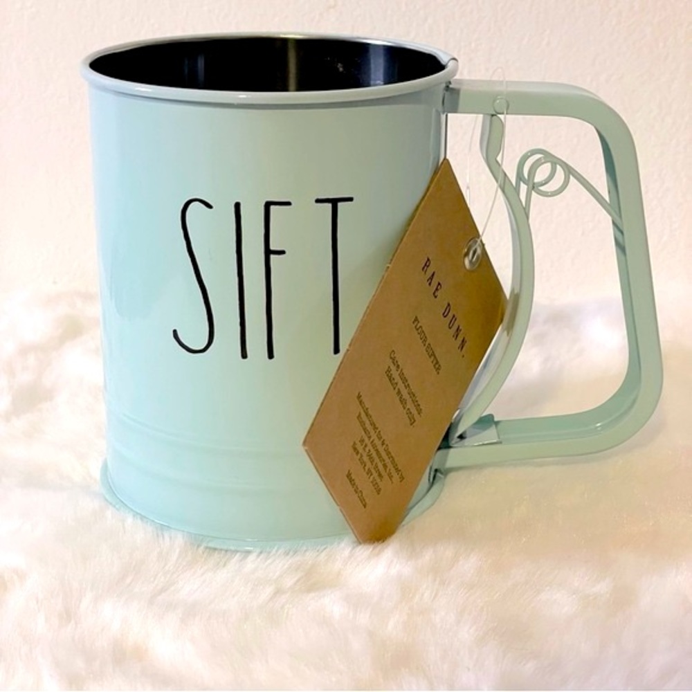 RAE DUNN Flour sifter light aqua blue SIFT.